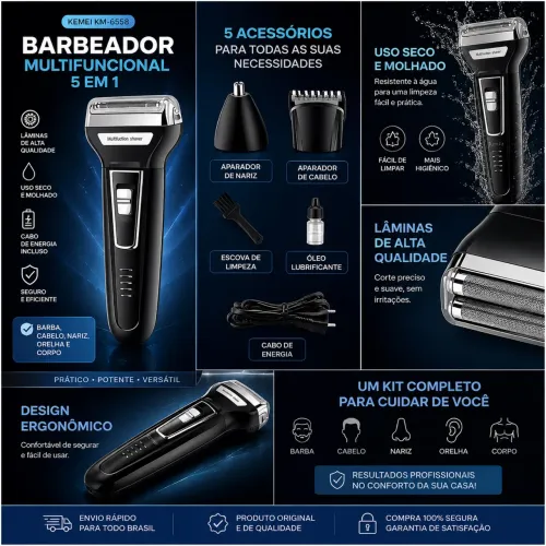 Maquina De Corte 3 Em 1 Kemei Shaver km-6558