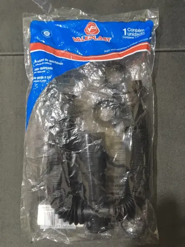 Sifão Duplo Universal Valeplast para Pia Flexível Sanfonado Preto - LACRADO