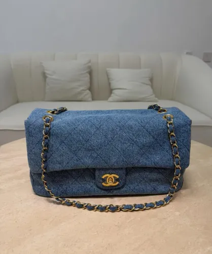 Bolsa couro legítimo com jeans denim flap souplissimo italiano da Chanel
