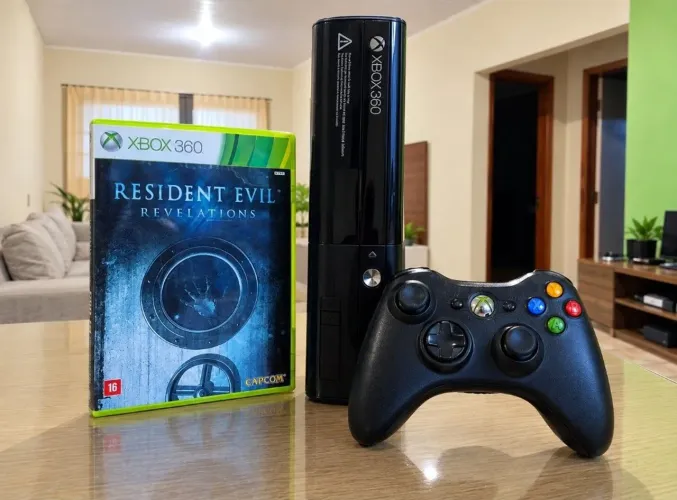 Xbox 360 Slim com 1 controle e 1 jogo!