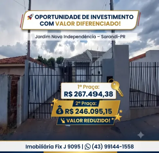 Oportunidade de investimento ? Casa no Jardim Nova Independencia, Sarandi - PR, Nº 423, 3
