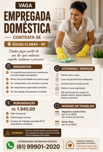 Vaga de Emprego - Doméstica 