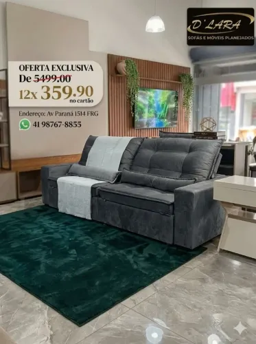 Suas séries mais confortáveis com um estofado reclinável e retrátil de 2,90m da D'Lara.