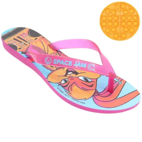 Chinelo Infantil Feminino Space Jam + Brinquedo Pop It Rosa SJFRS