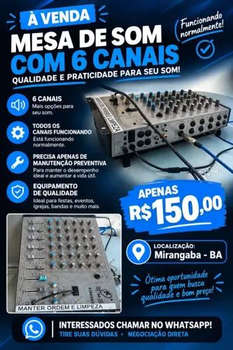 Mesa de Som 6 canais