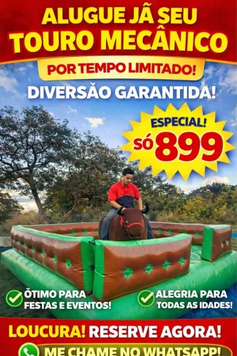 Touro mecânico locação de brinquedos 
