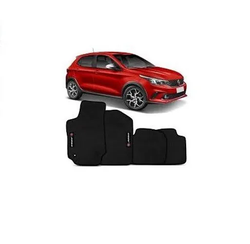 Jogo de Tapete wave Argo Todos Preto Bordado 4 pcs