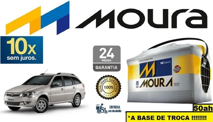 Bateria Moura Palio Weekend 1.0/1.3/1.4 (1996 a 2018) 50Ah 12v  