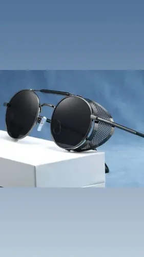 Óculos estilo retrô armação em metal proteção UV 400