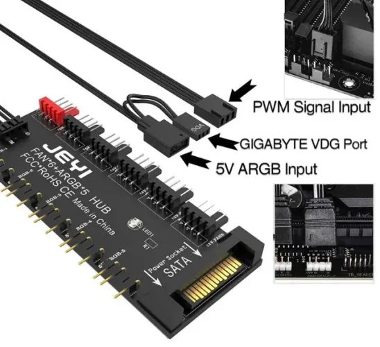 Adaptador Cooler, Iluminação RGB endereçável Splitter, ARGB com SATA Power COD-AM565 