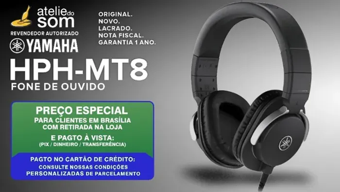 Fone de Ouvido HPH-MT8 Yamaha Profissional p Mixagem e Masterização