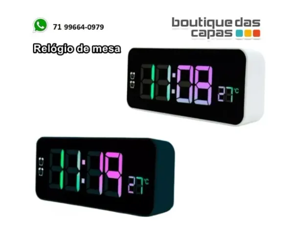 Relógio despertador digital led alarme temperatura le-8137