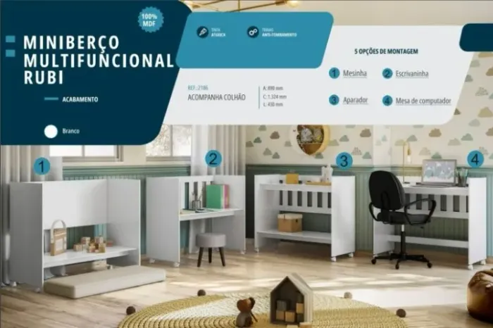 Receba antes do natal! Mini Berço 18 - Agende sua entrega! NAB