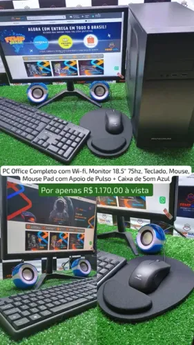 PC Desktop i3 Completo (CPU, Monitor 18, acessorios)