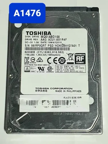 Placa Hd 1 Tb Mq01abd100 - Fw: Ax1r4f - Cod. A1476