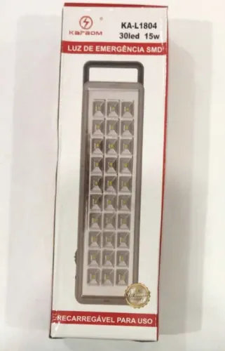 Luz De Emergência 30 Leds Recarregável Até 15h De Autonomia