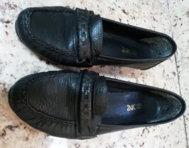 Mocassim Classic Confort- Couro Legítimo/ Preto, Tam. 36- Estilo Aeronáutica Seminovo