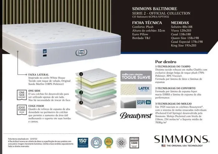 Colchão Simmons Baltimore King Size 1 93x2.03