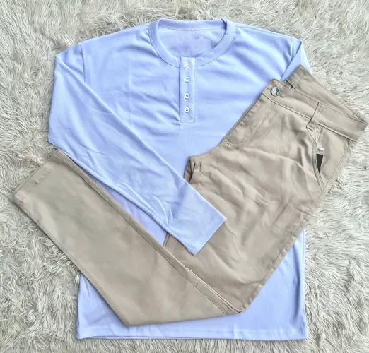 Kit Camisa Longa e Calça Sarja