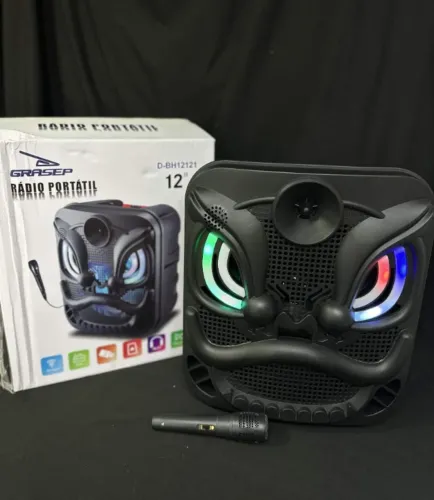 Caixa de Som Portátil Grasep D-BH12121 12 Polegadas - Design Exclusivo Dragão