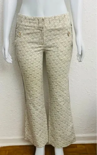calça shoulder tamanho 36 bege estampado bom estado