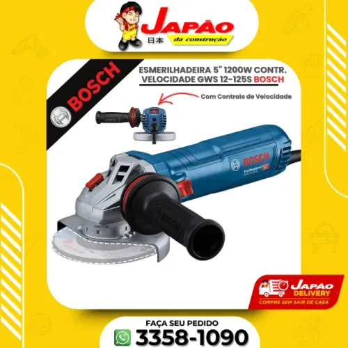 Esmerilhadeira Ang. 5" 1200W Velocidade Regulável Bosch GWS 12-125S Garantia de 2 Anos
