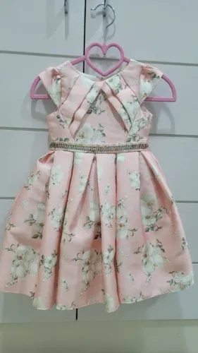 Vestido de festa infantil rosa menina 1 ano