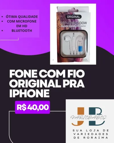 Fone com Fio Original iPhone - Qualidade HD