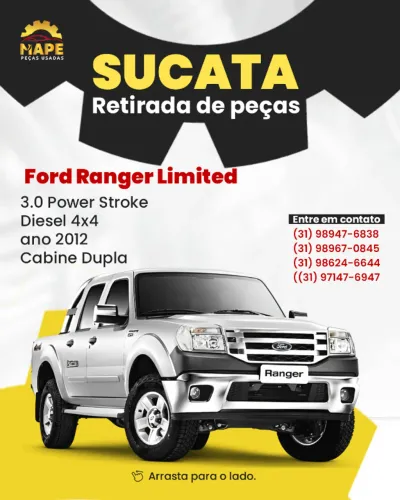 SUCATA FORD RANGER LIMITED 3.0 POWER STROKE 4X4 2012 CABINE DUPLA