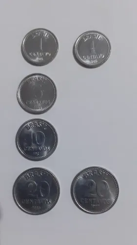 Lote 6 Moedas - 1 / 5 / 10 / 20 Centavos 1986 E 1987