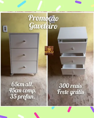 Gaveteiro Branco com Rodinhas em Promoção