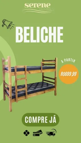 Beliche de Madeira Maciça eucalipto rústico com os colchões 