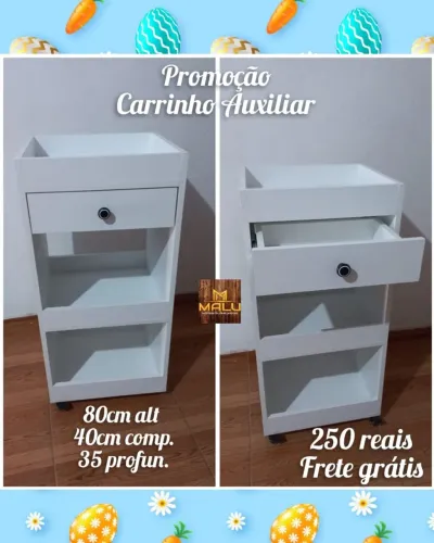 Carrinho auxiliar branco - promoção!