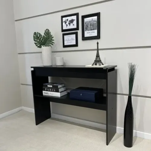 NOVO | Aparador Sala 100cm Preto com Prateleira - Fazemos Entrega