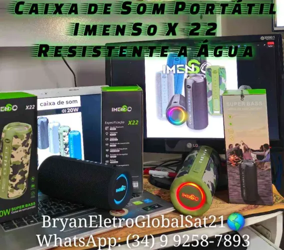 Caixa de Som Portátil Imenso X22 à Prova D'água - Super Bass