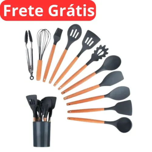 Kit colheres De Silicone 12pcs Pote Organizador