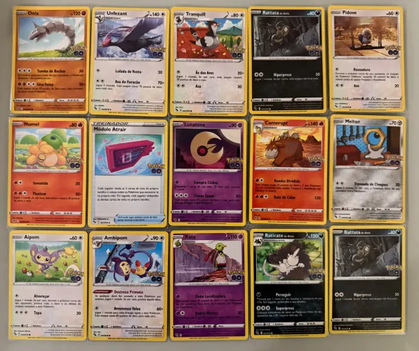20 cartas não repetidas de Pokémon Go