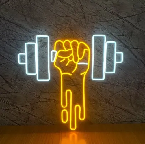 Luminária Painel Neon Led - Mão segurando Halter