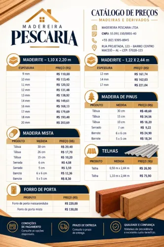 Tábuas e madeiras em geral 