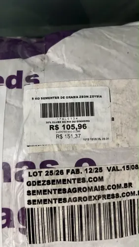 Sementes de pasto e gramas metade do preço