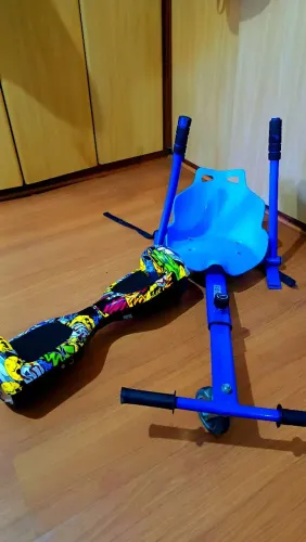 Hoverboard Elétrico 6.5pol + Kart Azul com banco, infantil, brinquedo