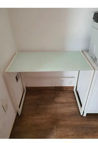 Mesa de ferro com vidro tok stok