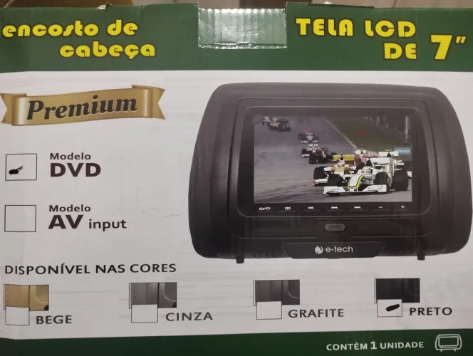 Par de encosto de cabeça com leitor de dvd e cartão tela 7 polegadas