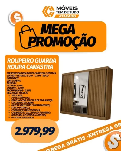PROMOÇÃO IMPERDIVEL ROUPEIRO GUARDA ROUPA CANASTRA
