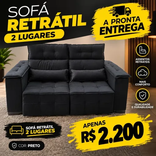Sofá 2 lugares retrátil e reclinável pronta entrega, OFERTAAA