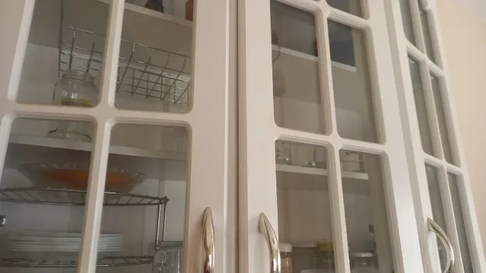 Armario de Cozinha Alto Branco com vidro