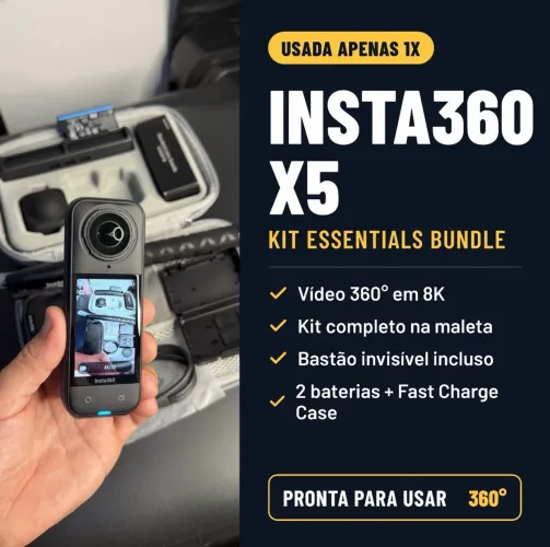 Insta360 X5 Essentials - Usada 1x, 2 Baterias + Kit Completo
