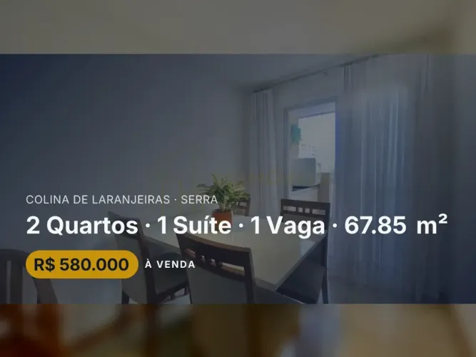 Descubra o seu novo lar em Colina de Laranjeiras: apartamento com 2 quartos!