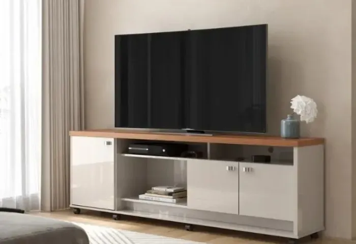 Bancada Dallas Para Tvs C/ 3 Portas E Nichos - Jequitiba/off
