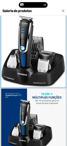 Aparador de Pelos Mondial Super Groom 10, Bivolt | Preto/Azul
